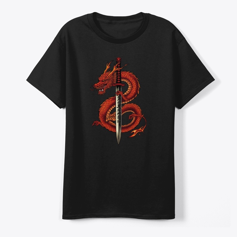 Japanese Dragon & Sword Graphic  🐉