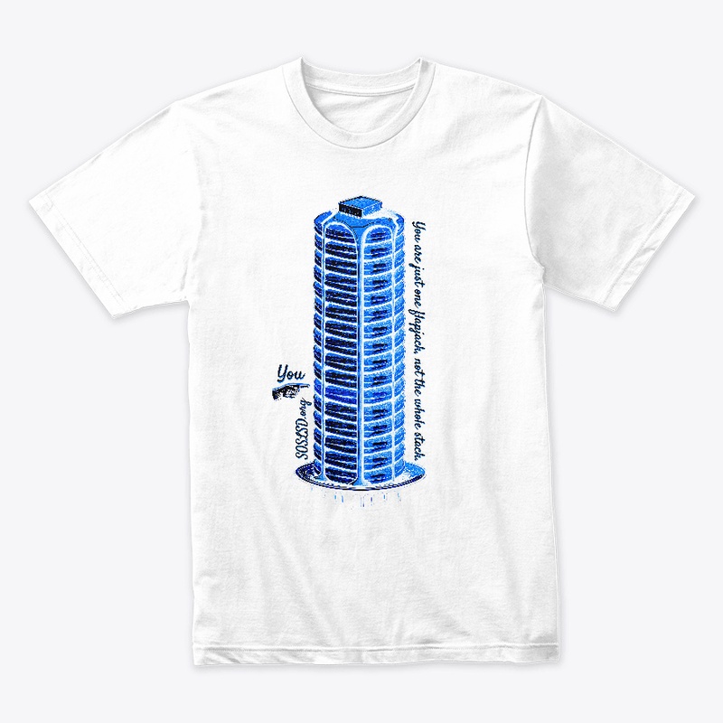 Flapjack Stack tee in pottery blue
