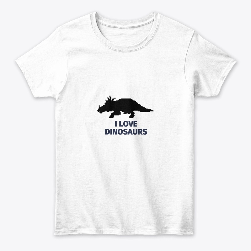 Pixel Art Dinosaur 11 White