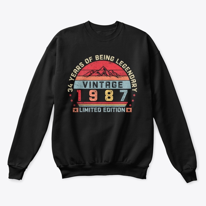 34 Years Old Retro 1987 Birthday Vintage