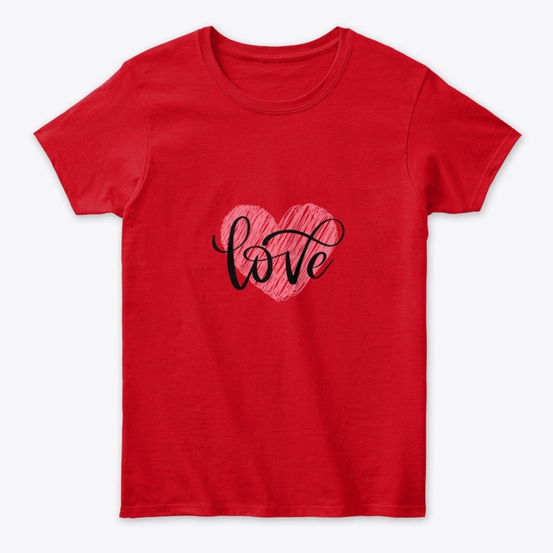 Pink And Black Illustrated Love T-Shirt