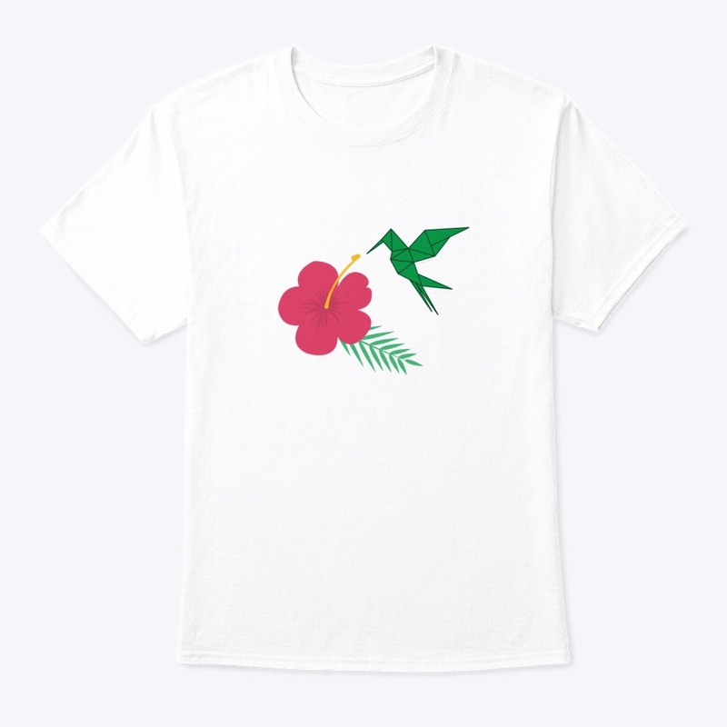 Origami Hummingbird and Flower Hibiscus
