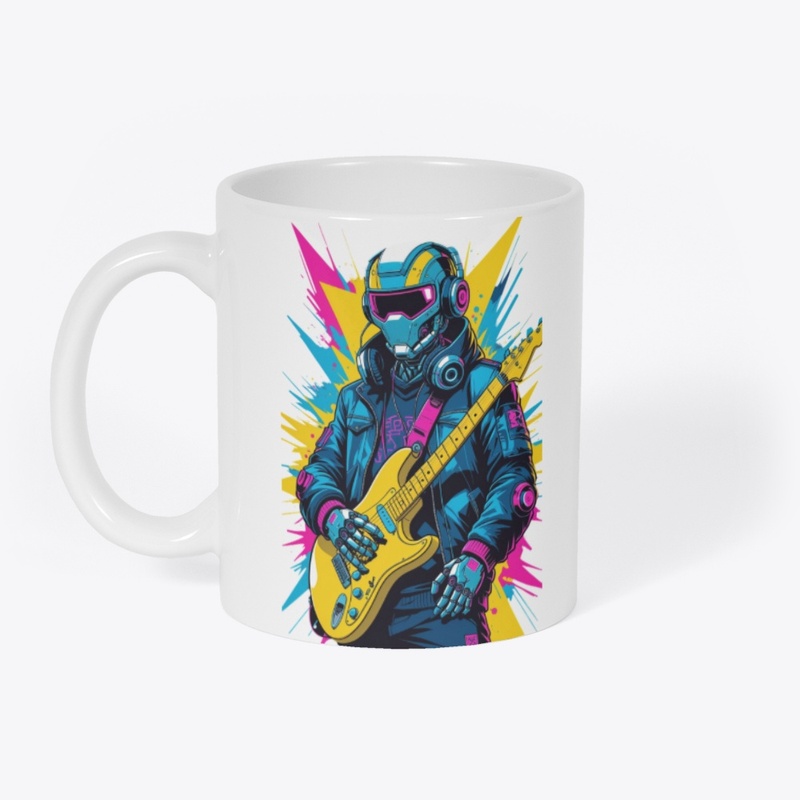 Neon Cyborg DJ Guitar Hero T-Shirt