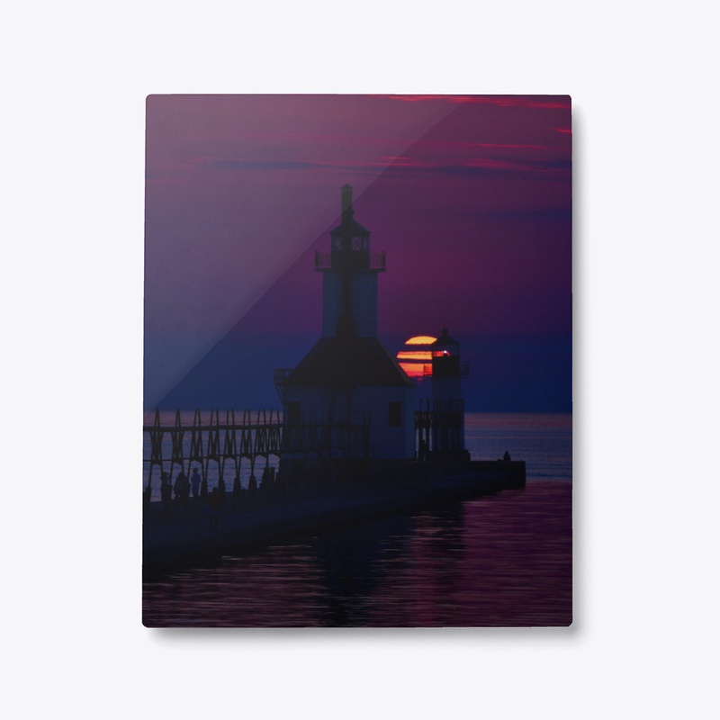 Sunset Behind Two Lighthouses 