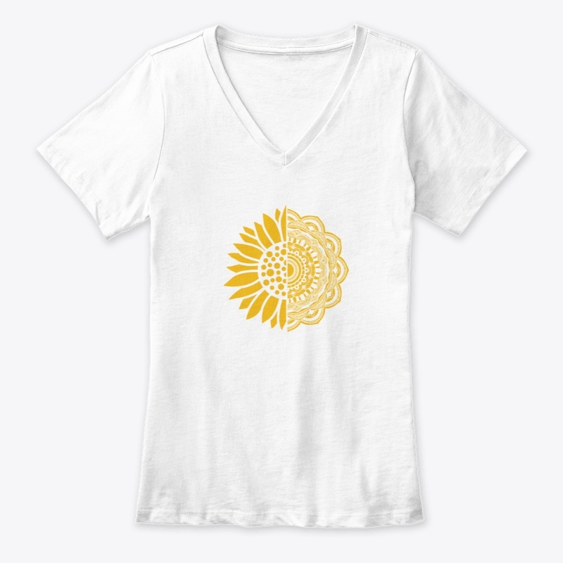 Half Yellow Flower half Mandala