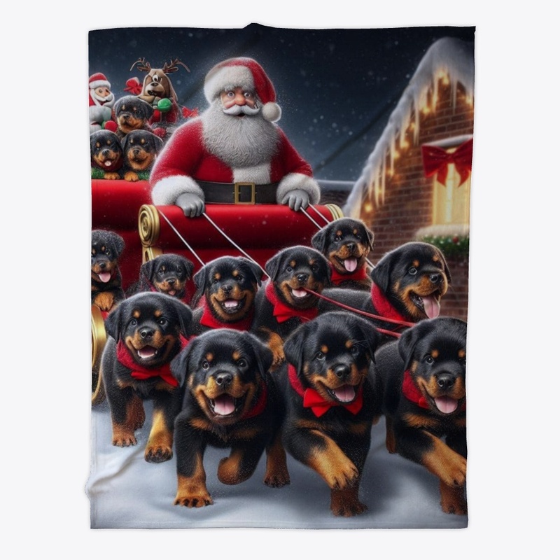 Rottweiler Puppies and Santa