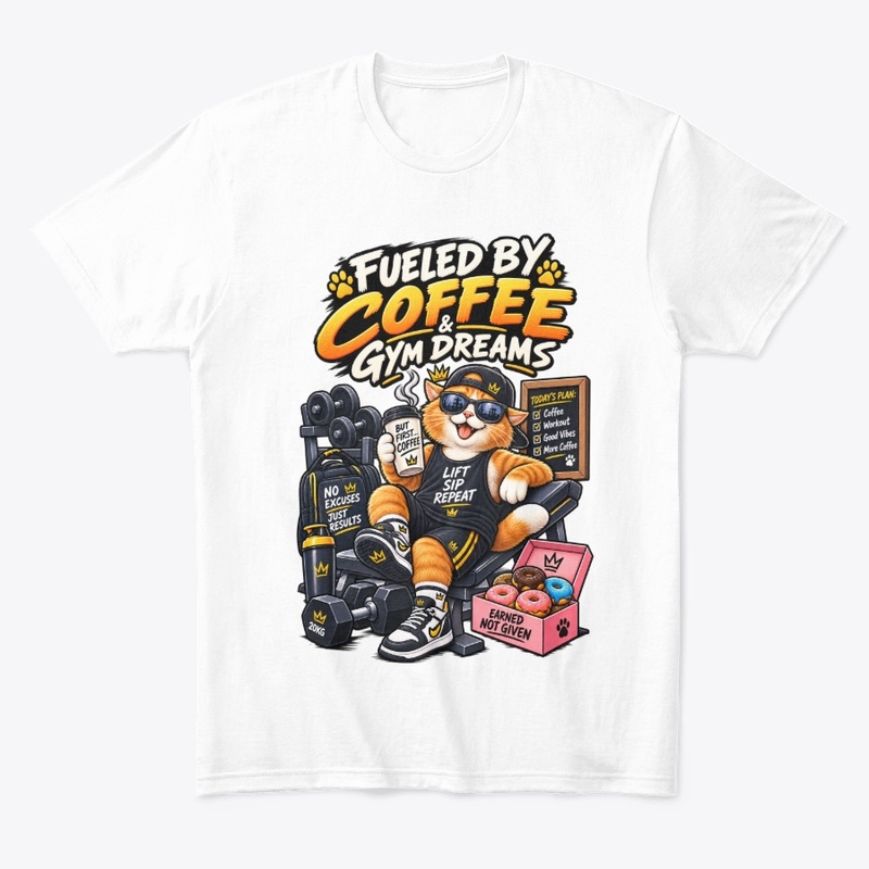 Fueled by Coffee & Gym Dreams Funny Cat