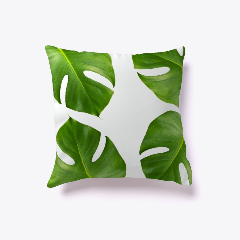 Monstera Leaf Home Decor Throw Pillow 