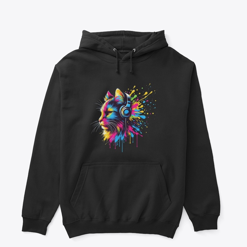 Color Vibe Cat with Headphones
