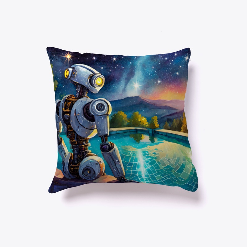 Robot by a swimming pool