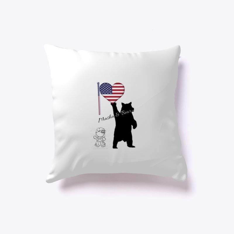 Masha & Bear 4th July American flag Tee