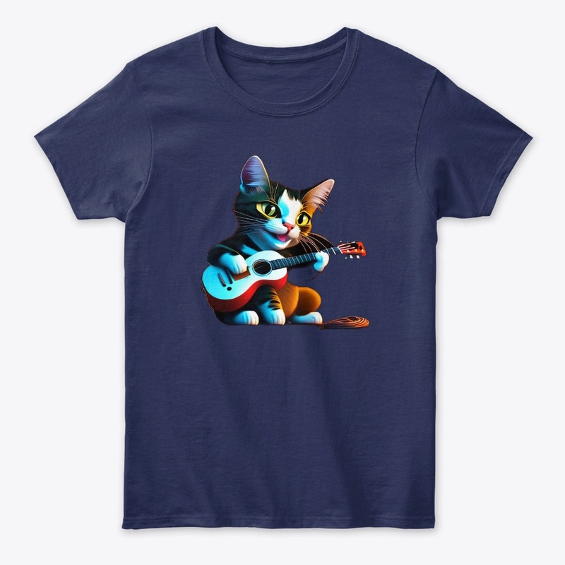 Cute Cat Playing Guitar