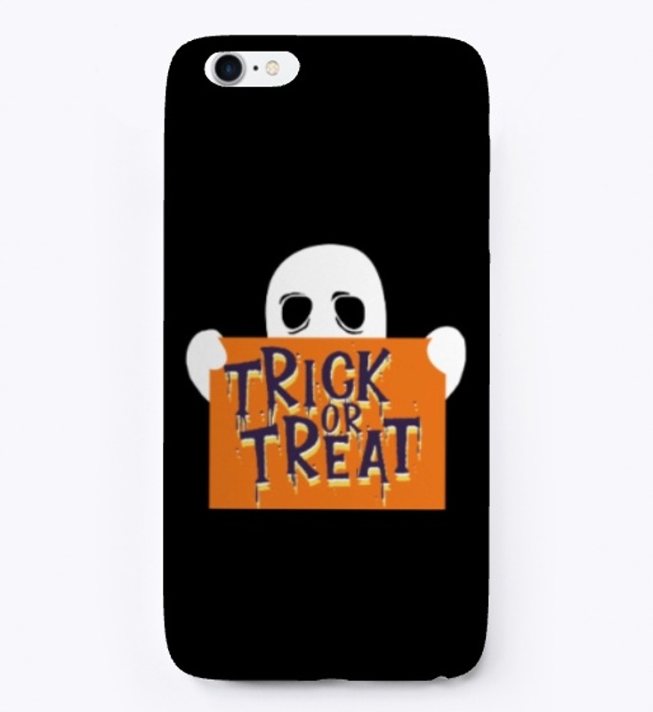 A ghost holding a sign - trick or treat
