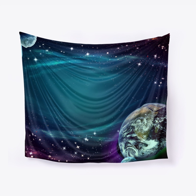 Space sky planets tapestry