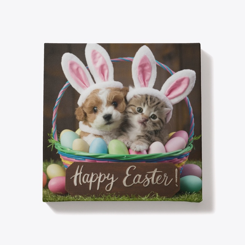 Happy Easter Cute Pets Canvas