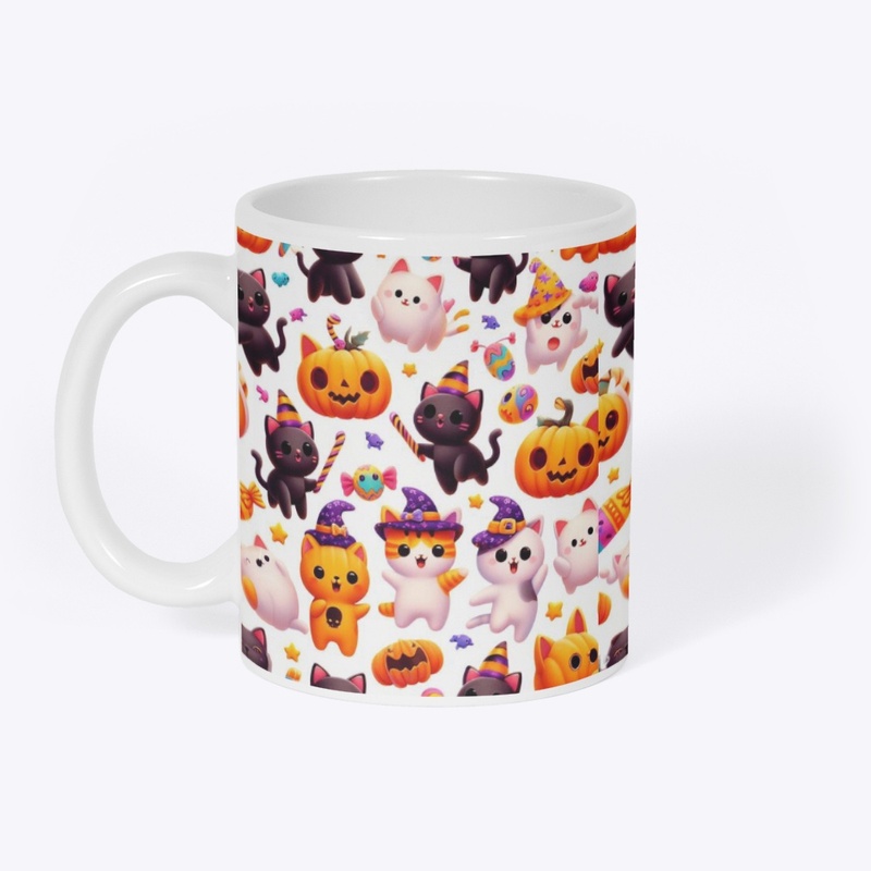Whimsical Halloween kitty party Mug 