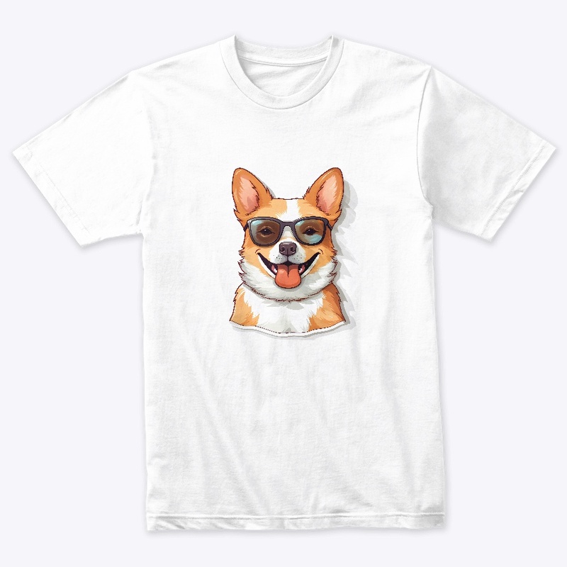 kawaii cute happy dog wearing sunglasses