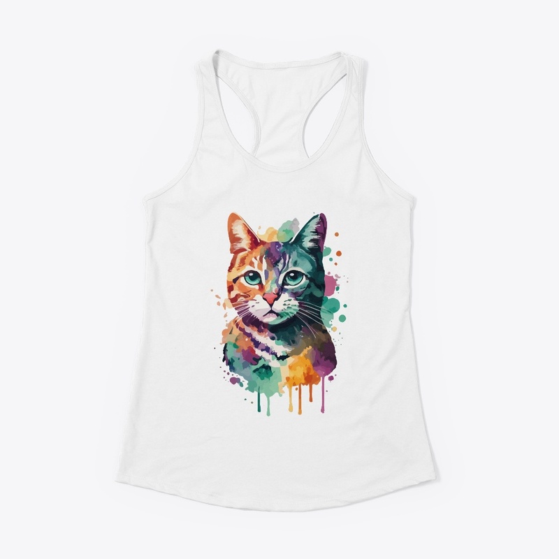 Cat Water Color T-Shirt