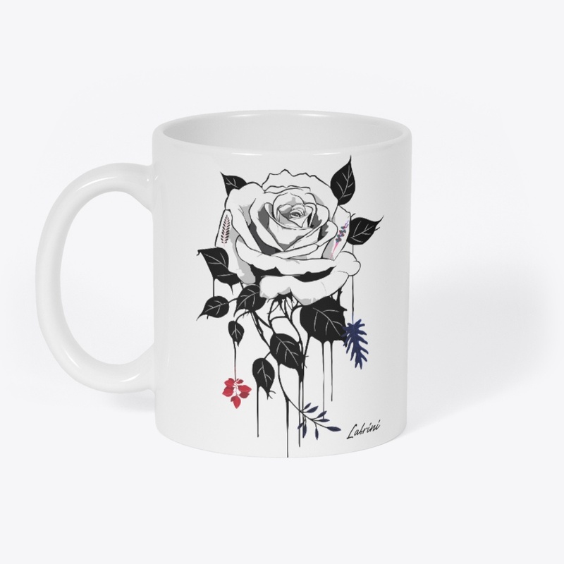 cool white and black rose flower design 