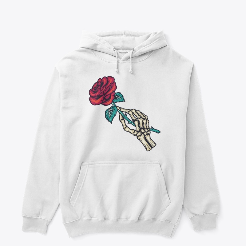  Skeleton Hand Holding Rose Hoodie 