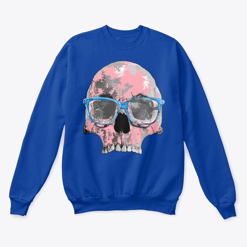 Pink skull with glasses