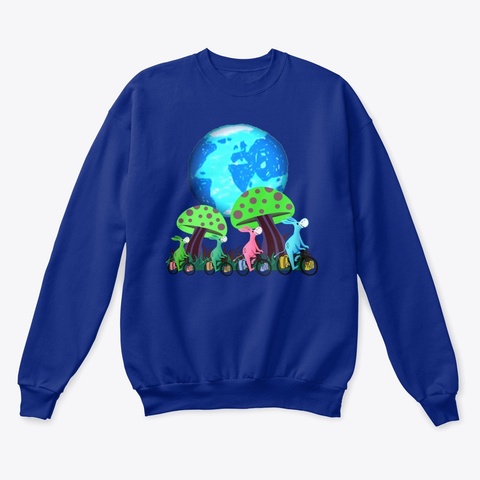 Magic Mushroom Planet Earth Bicycle Ride Deep Royal  T-Shirt Front