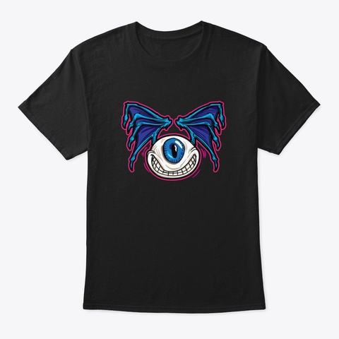 Flying Eyeball With Bat Wings Black T-Shirt Front