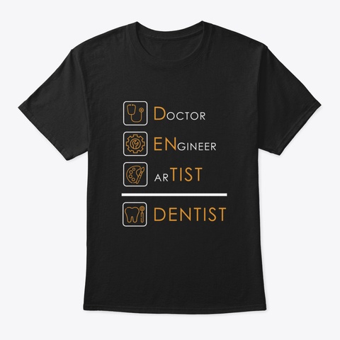 Funny Dentist Dental Assistant Teeth Black T-Shirt Front