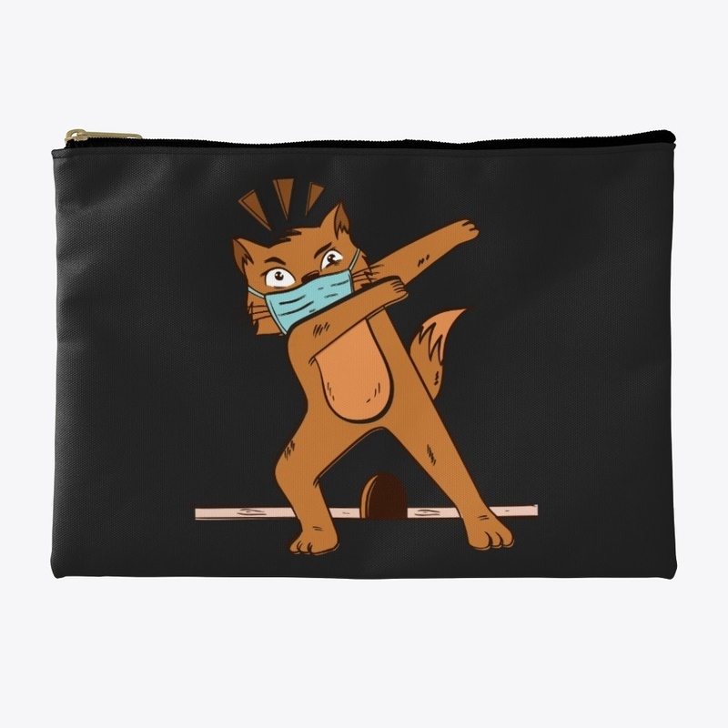 Pet cat in covid-19 mask funny cartoon