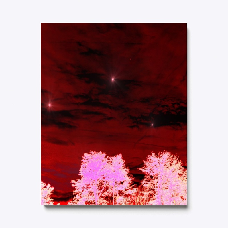 red with neon trees
