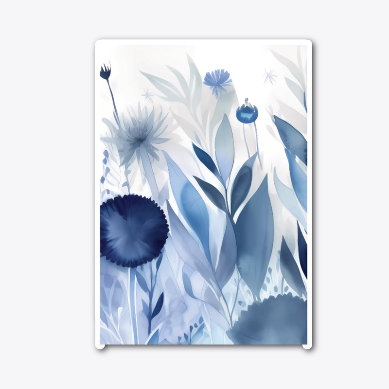 Bohemian minimalist blue flowers