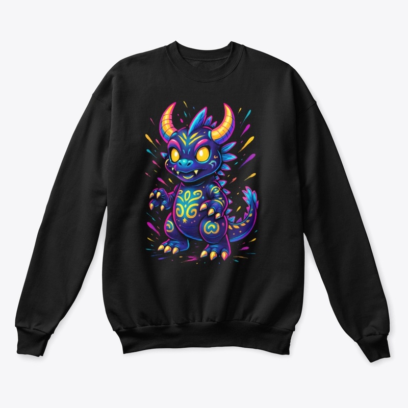Neon Baby Dragon Fantasy Art