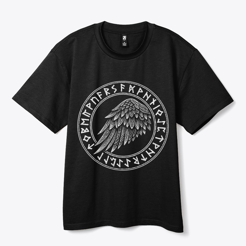 Viking Rune Circle Raven Wing