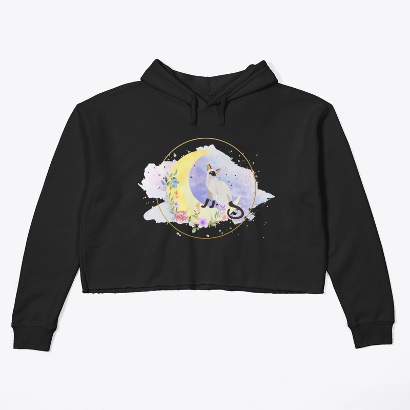 Siamese cat mom -moon and flowers