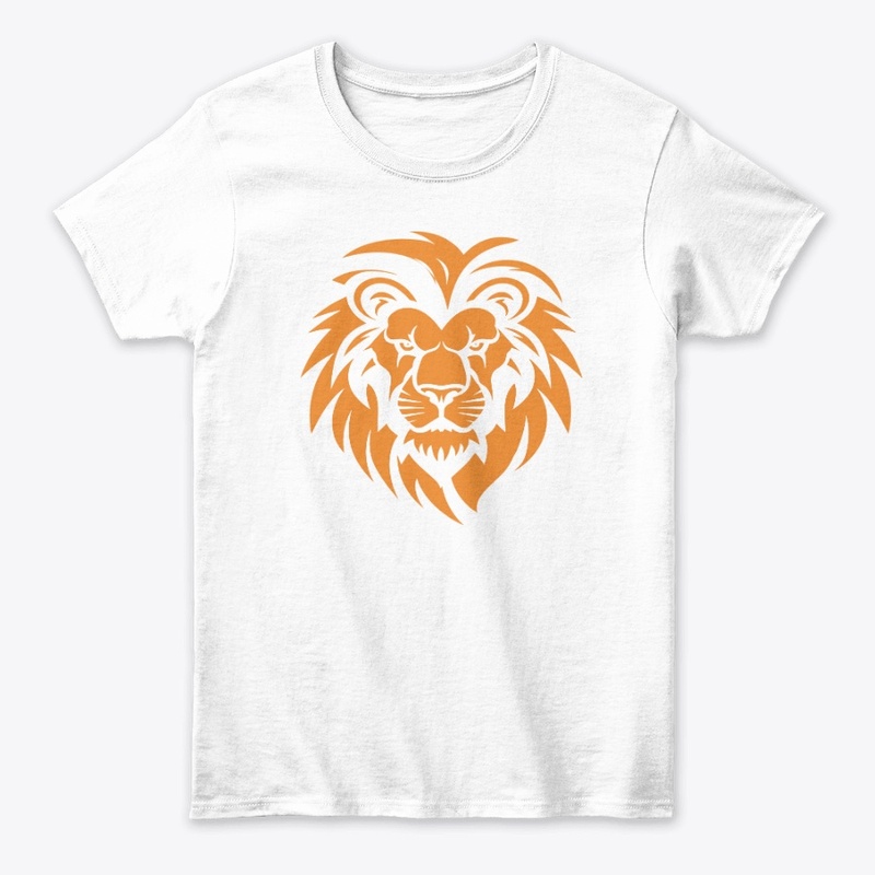 Simple orange lion head silhouette logo
