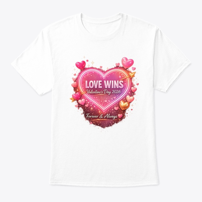 Love Wins Neon Heart Valentine T-Shirt