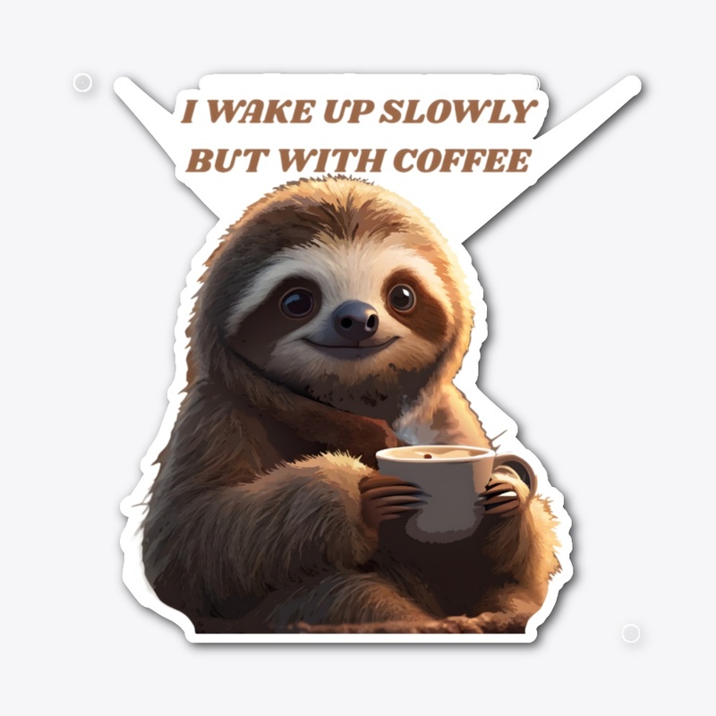 Sloth With Coffee.