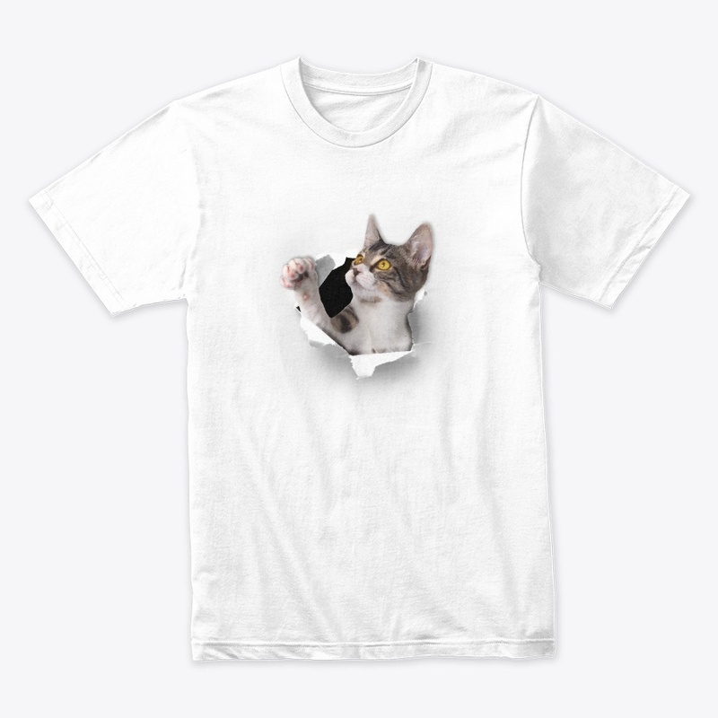Cute cat poking through the shirt