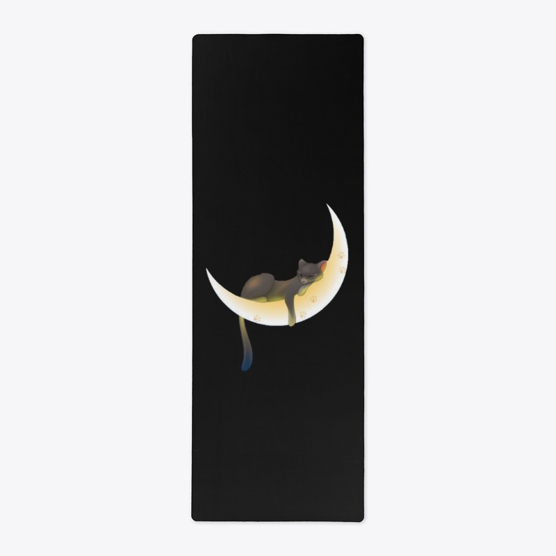 Black Cat Sleeping on a Crescent moon