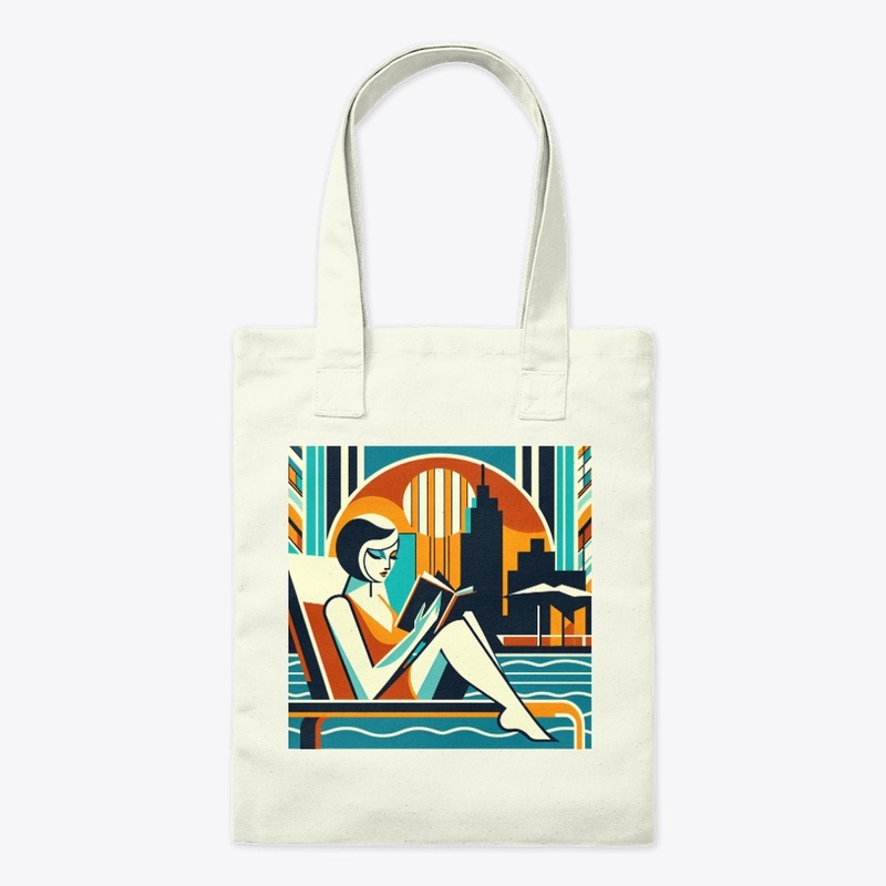 Woman Reading Poolside Art Deco Design