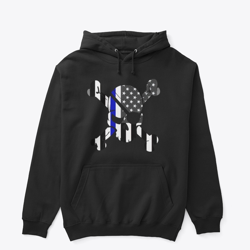 Blue Line Skull Hoodie