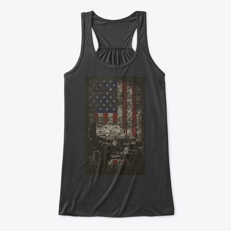 Jeeps American Flag Patriotic Retro 