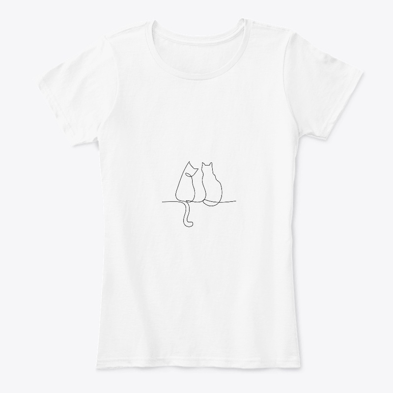 Two cat love line art t shirt design.