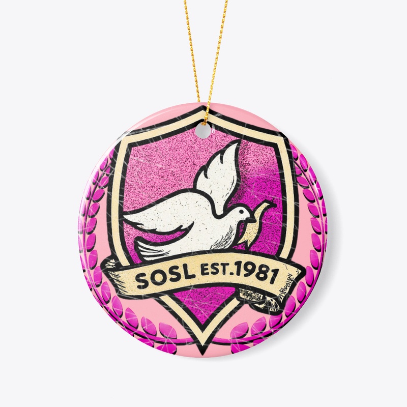 Distressed Shield ornament in orchid