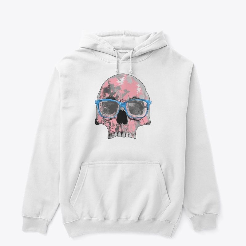 Pink skull with glasses