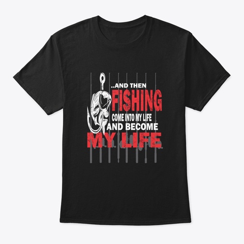 Love Fishing Tees Shirts For Fisherman G Black T-Shirt Front