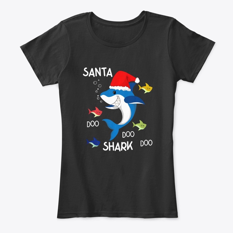 Santa Claus Shark Red Merry Christmas