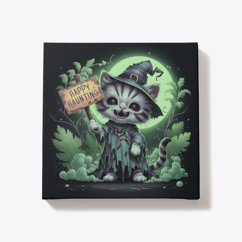 Spooky Cute Witch Cat Gift Canvas