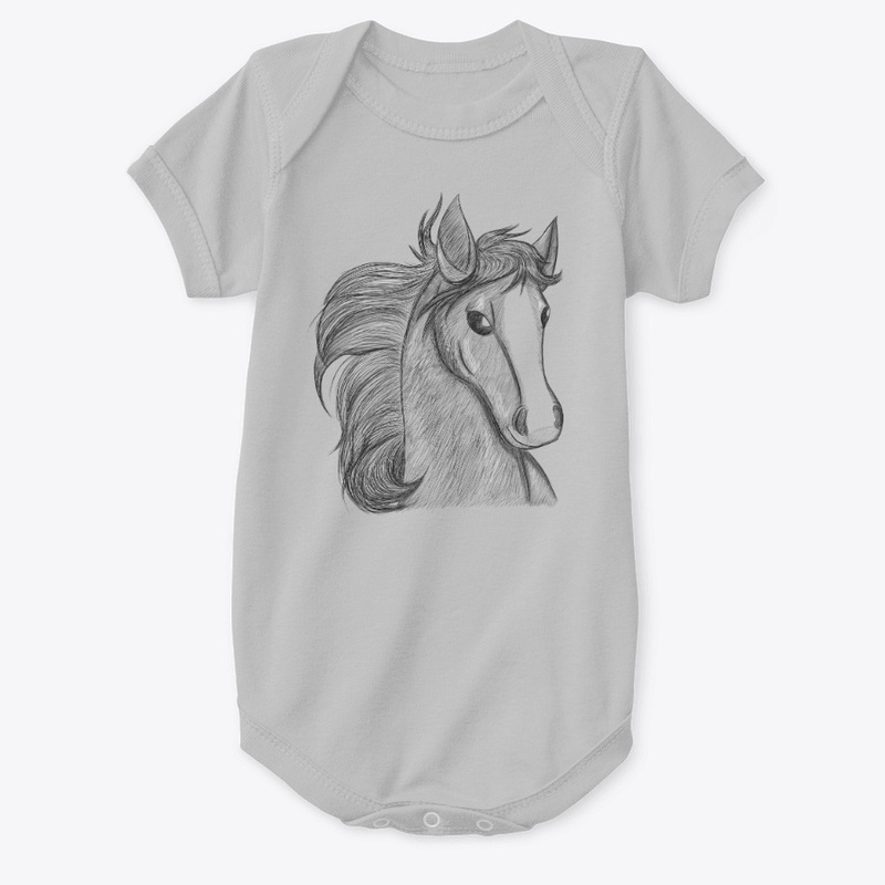 Horse Headshot Sketch Kids Tee