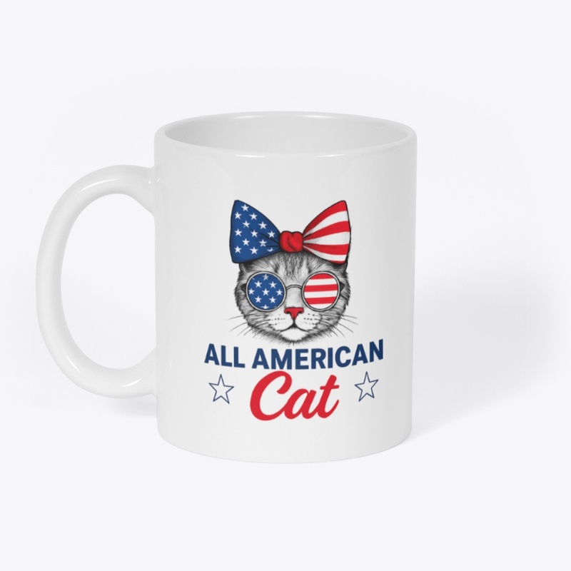 All American Cat T-Shirt Cat Lover Tee 